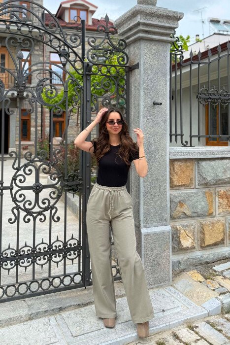 SIMPLE ONE COLOR WOMEN TROUSERS OLIVE/ULLI - 1