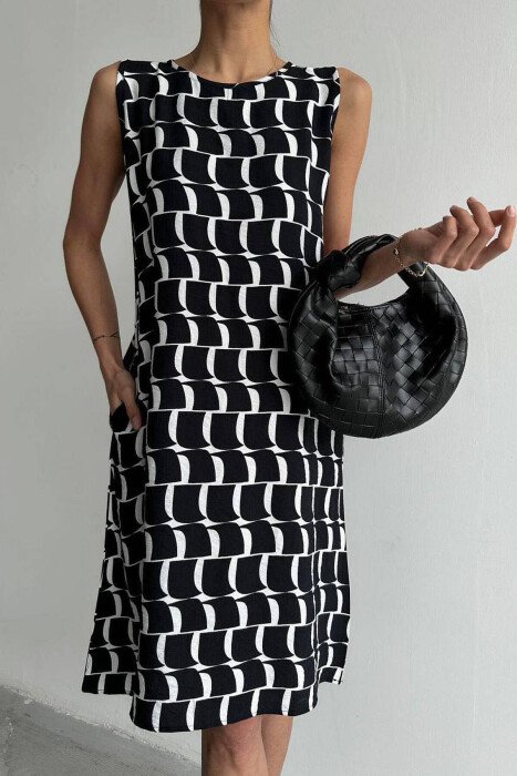 SIMPLE PATTERN WOMEN DRESS BLACK/ E ZEZE - 3