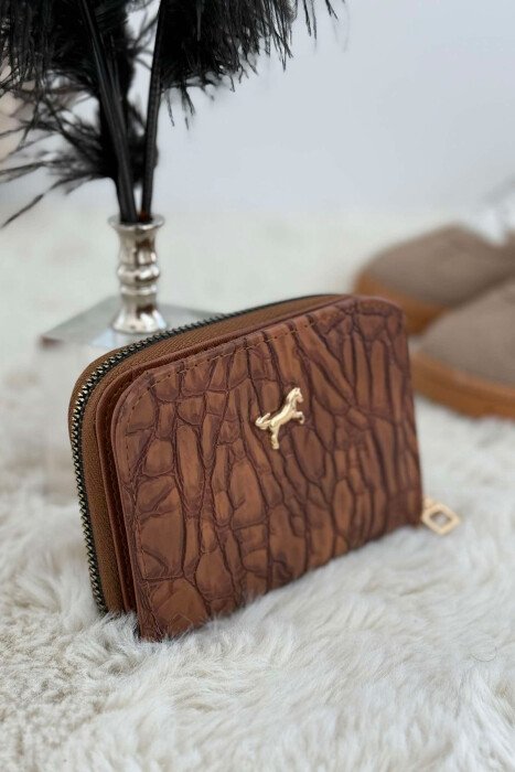 SIMPLE PATTERN WOMEN WALLET BROWN/KAFE - 