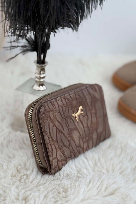 SIMPLE PATTERN WOMEN WALLET DARK BEIGE/BEZHE ERRET - 