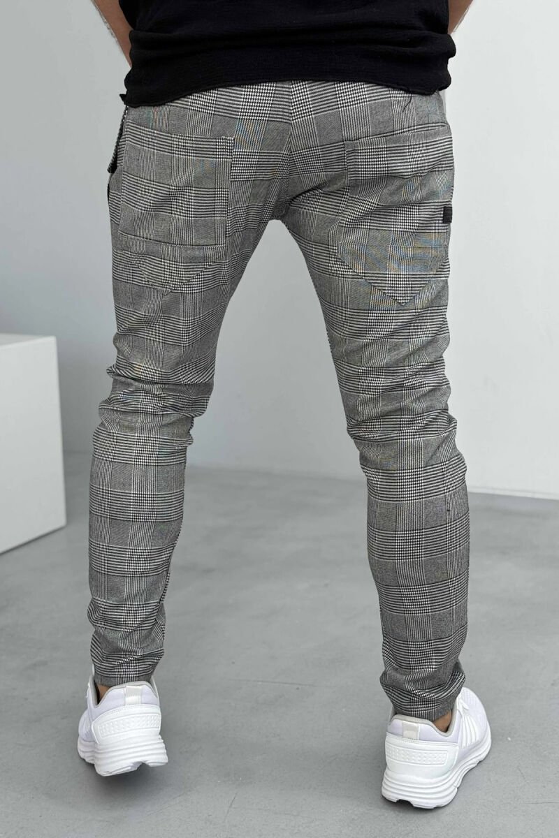 SIMPLE PLAID MEN PANTS GREY/GRI - 4