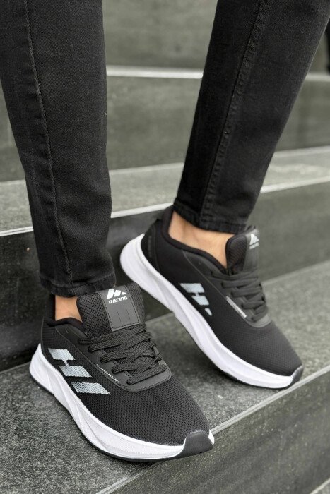 SIMPLE PLATFORM LACING MEN SNEAKERS BLACK-WHITE/ZEBA - 1