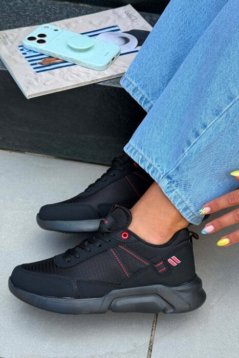SIMPLE PLATFORM WOMAN SNEAKERS BLACK-RED/ZEKU - KLAUDIO FASHION