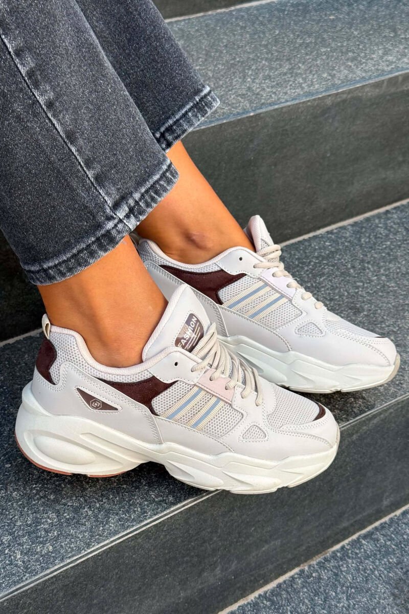 SIMPLE PLATFORM WOMEN SNEAKERS BEIGE + BROWN/ BZHKA - 5