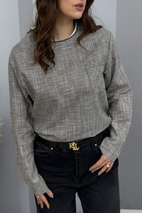 SIMPLE POCKET DETAIL WOMEN SWEATSHIRT GREY/GRI - 3