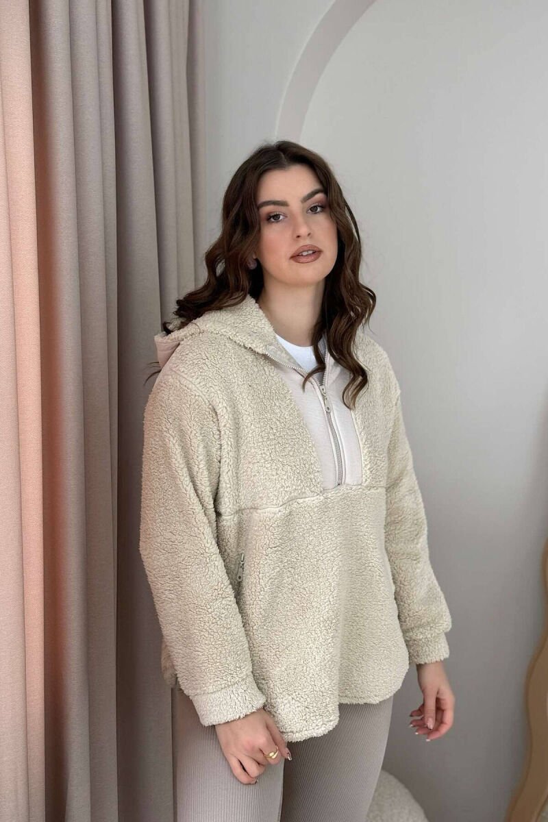SIMPLE POLAR WOMEN HOODIE BEIGE/BEZHE - 2
