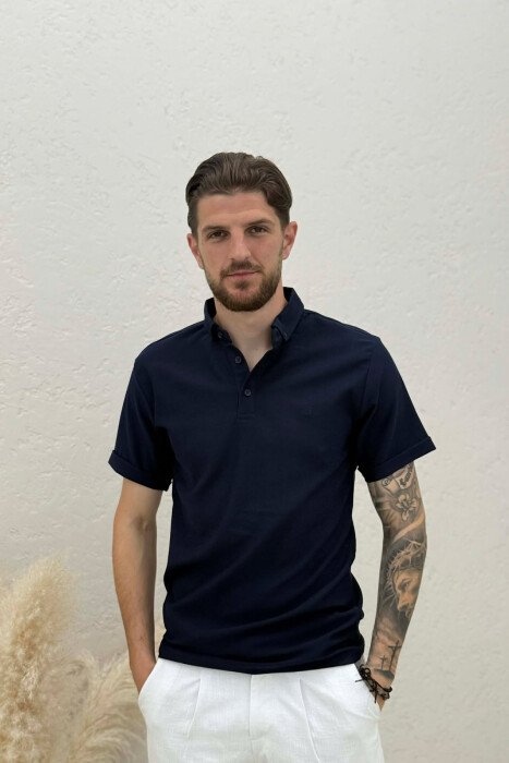 T-SHIRT I THJESHTE ME JAKE POLO PER MESHKUJ NE NGJYRE BLU 