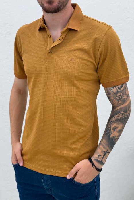 SIMPLE POLO NECK MEN T-SHIRT BROWN/KAFE - 2