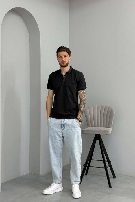 SIMPLE POLO NECK MEN T-SHIRT DARK GREY/GEE - 3
