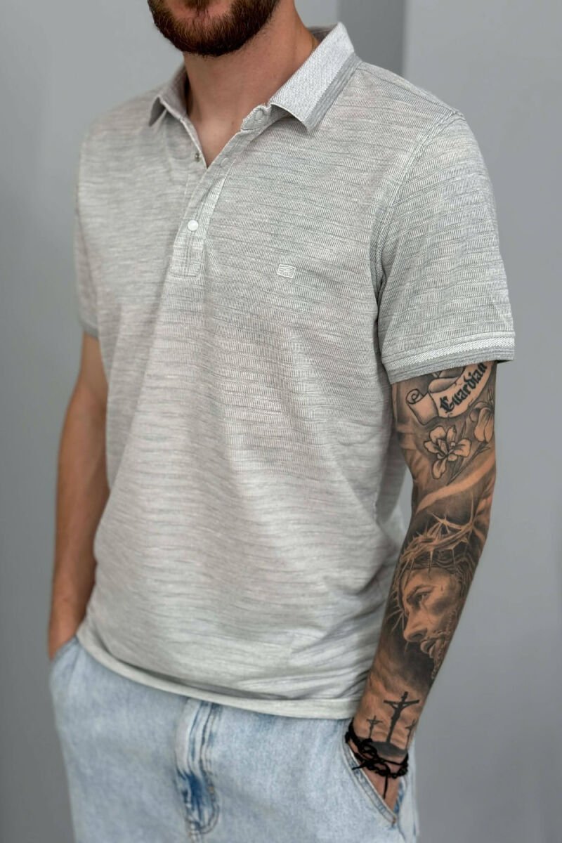 SIMPLE POLO NECK MEN T-SHIRT GREY/GRI - 4