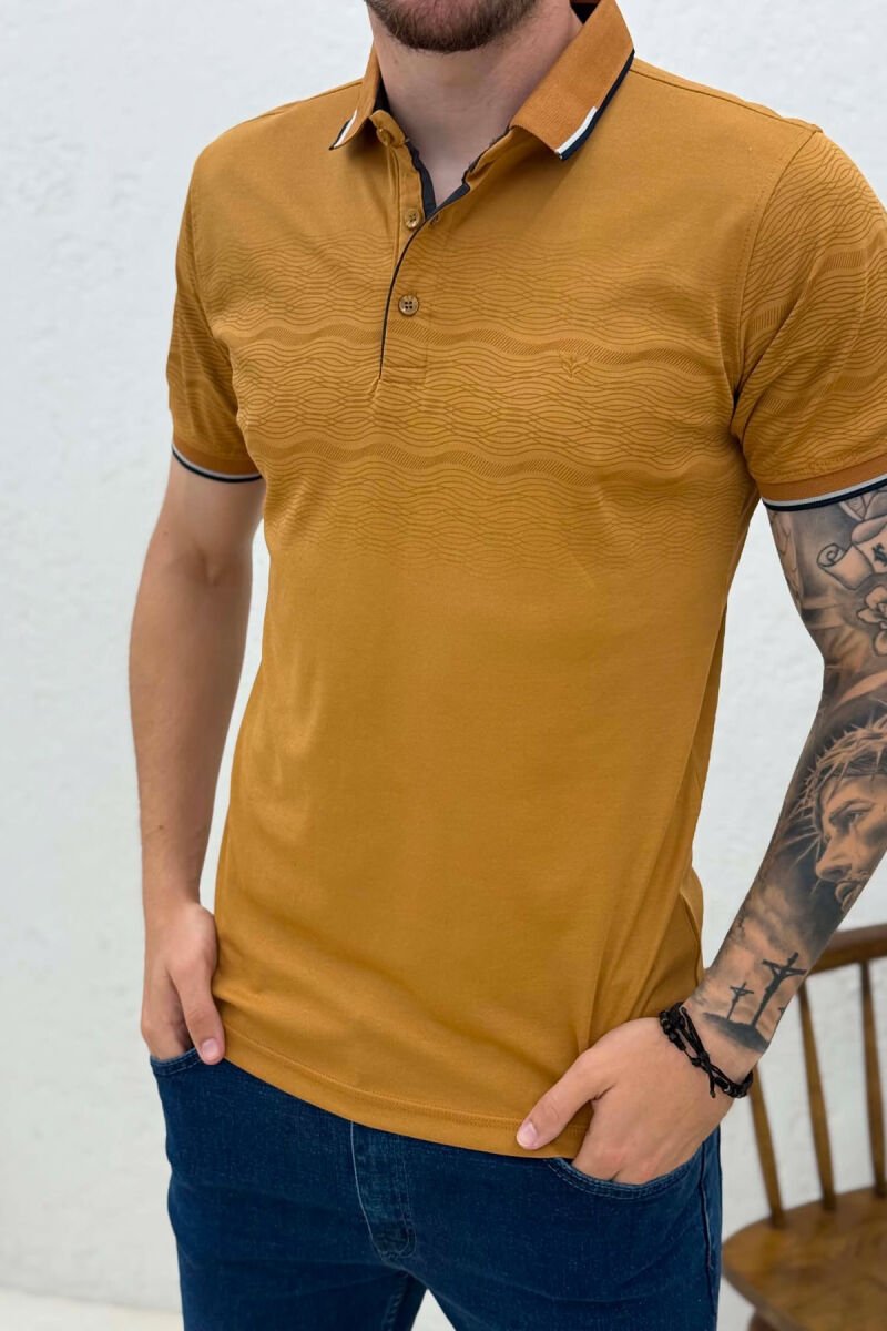 SIMPLE POLO NECK MEN T-SHIRT LIGHT BROWN/KAZB - 2