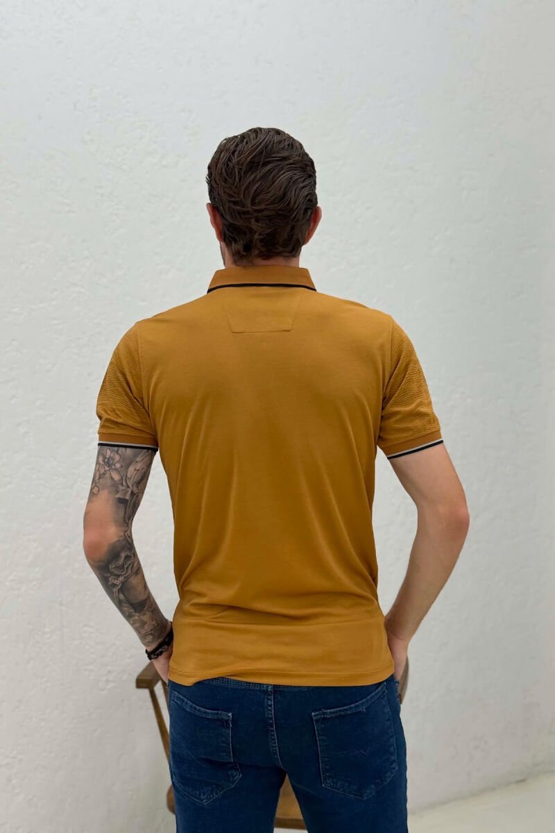 SIMPLE POLO NECK MEN T-SHIRT LIGHT BROWN/KAZB - 4