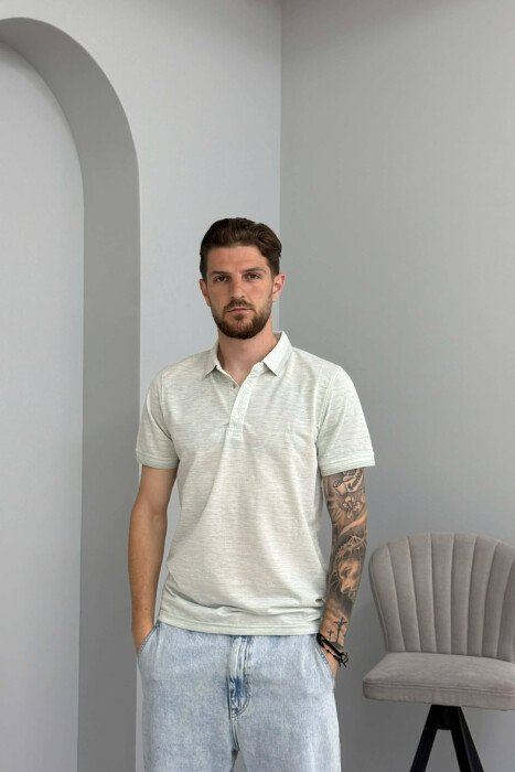 SIMPLE POLO NECK MEN T-SHIRT MINT/MENTE - KLAUDIO FASHION