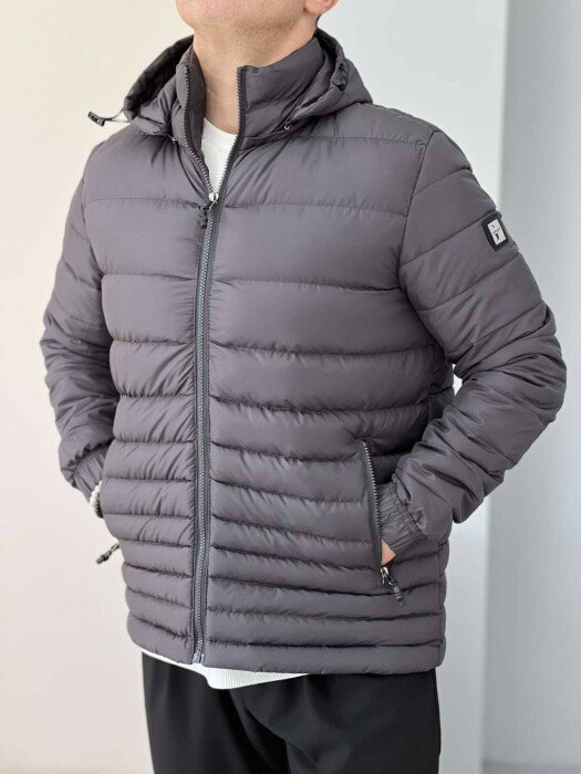 SIMPLE MEN PUFFER JACKET DARK GREY/GEE - KLAUDIO FASHION