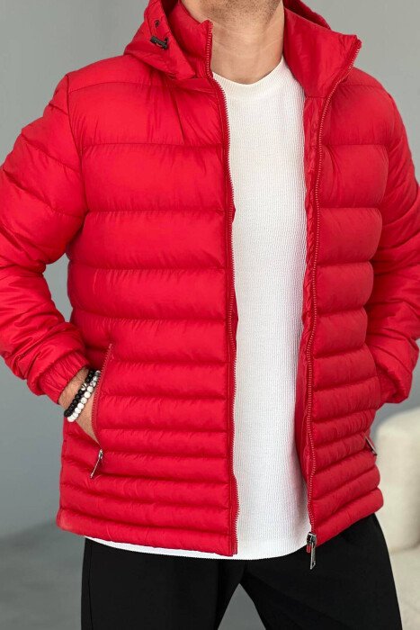 SIMPLE MEN PUFFER JACKET RED/E KUQE - KLAUDIO FASHION
