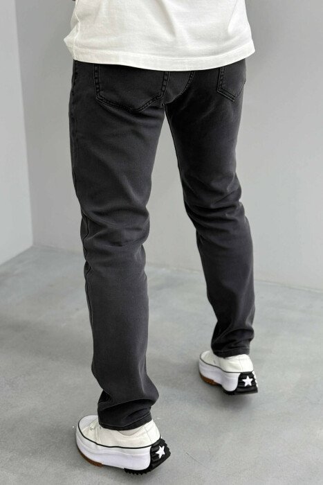 SIMPLE REGULAR ONE COLOR MEN JEANS DARK GREY/GEE - 4