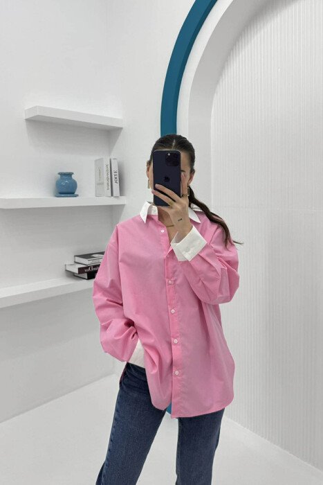 SIMPLE REGULAR WOMEN SHIRT BABY PINK/ROZB - 1