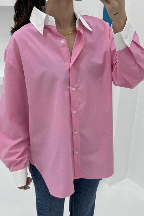 SIMPLE REGULAR WOMEN SHIRT BABY PINK/ROZB - 3