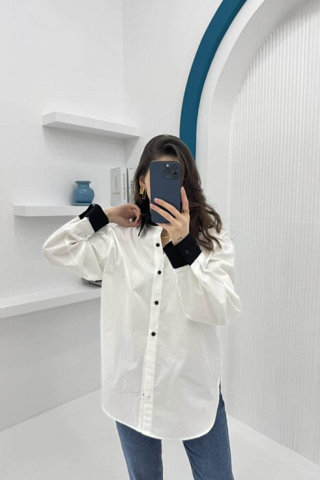 SIMPLE REGULAR WOMEN SHIRT CREAM/KREM - 1