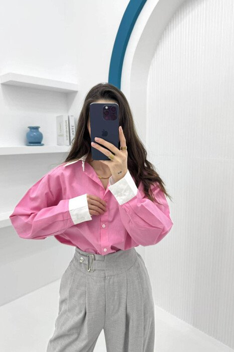SIMPLE REGULAR WOMEN SHIRT PINK/ROZE - 2