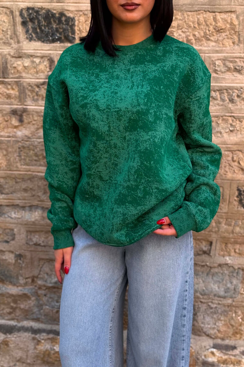 SIMPLE ROUND NECK FLUFFY WOMEN SWEATSHIRT GREEN/JESHILE - 3