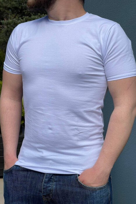 SIMPLE ROUND NECK MAN T-SHIRT WHITE-E BARDHE 