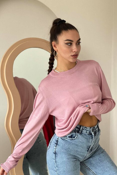SIMPLE ROUND NECK WOMEN SWEATER VINEGAR/UTHULL - KLAUDIO FASHION