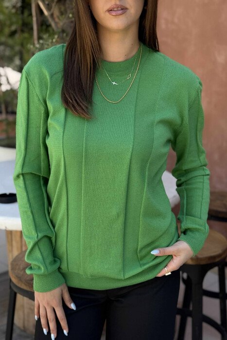 SIMPLE ROUND NECK WOMEN SWEATSHIRT GREEN/JESHILE - 2