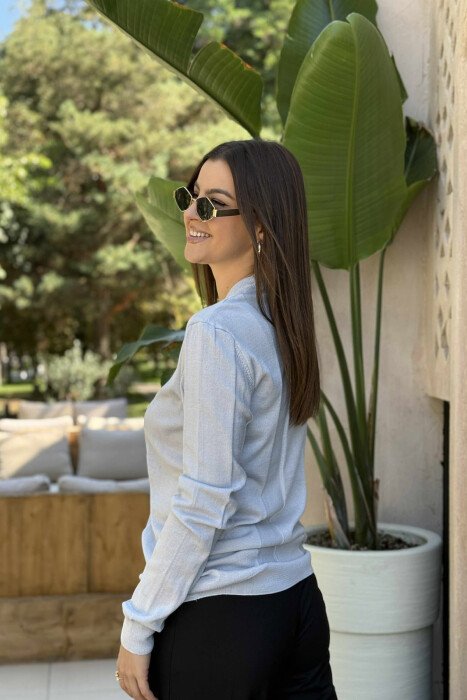 SIMPLE ROUND NECK WOMEN SWEATSHIRT LIGHT GREY/GZ - 4