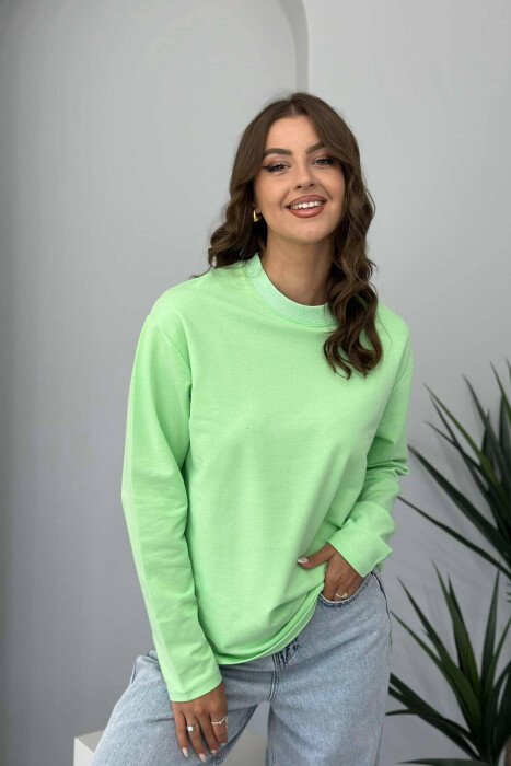 BLUZË E THJESHTË PËR FEMRA NË NGJYRË MENTE - KLAUDIO FASHION