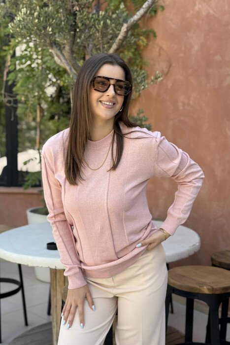 SIMPLE ROUND NECK WOMEN SWEATSHIRT POWDER/PUDER 