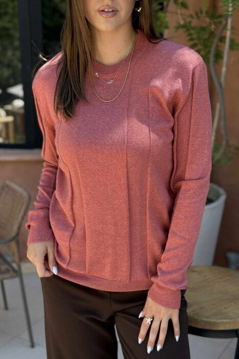 SIMPLE ROUND NECK WOMEN SWEATSHIRT VINEGAR/UTHULL - 3
