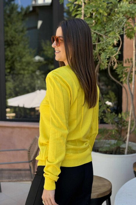 SIMPLE ROUND NECK WOMEN SWEATSHIRT YELLOW/E VERDHE - 2