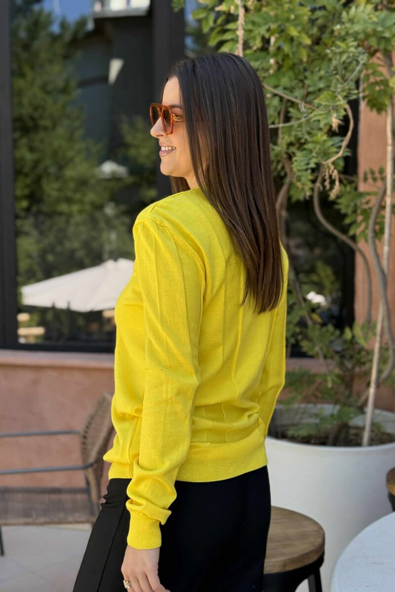 SIMPLE ROUND NECK WOMEN SWEATSHIRT YELLOW/E VERDHE - 2