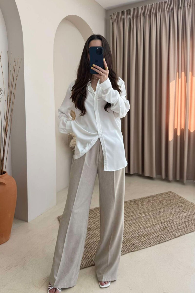 SIMPLE SATIN WOMEN SHIRT WHITE-E BARDHE - 1