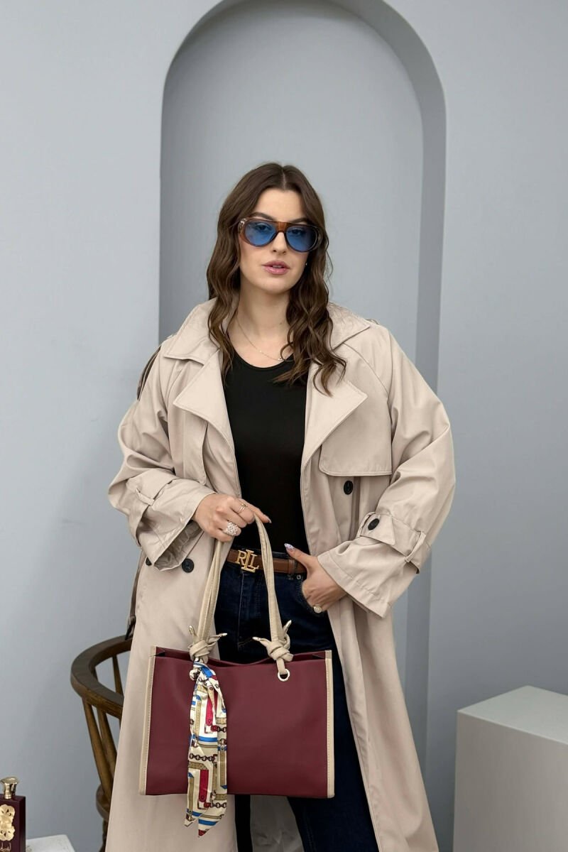 SIMPLE SCARF DETAIL WOMEN BAG BURGUNDY/VISHNJE - 4