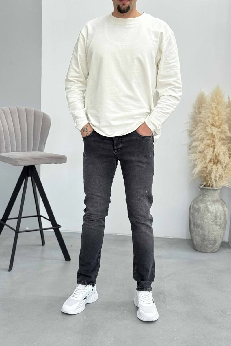 SIMPLE SCRATCHES MEN JEANS DARK GREY/GEE - 1