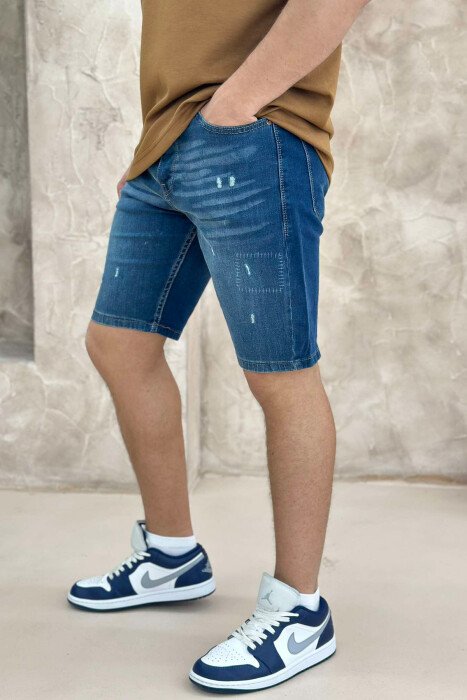 XHINSE TË SHKURTRA ME GËRVISHTJE PËR MESHKUJ NË NGJYRËN BLU E ERRËT - KLAUDIO FASHION
