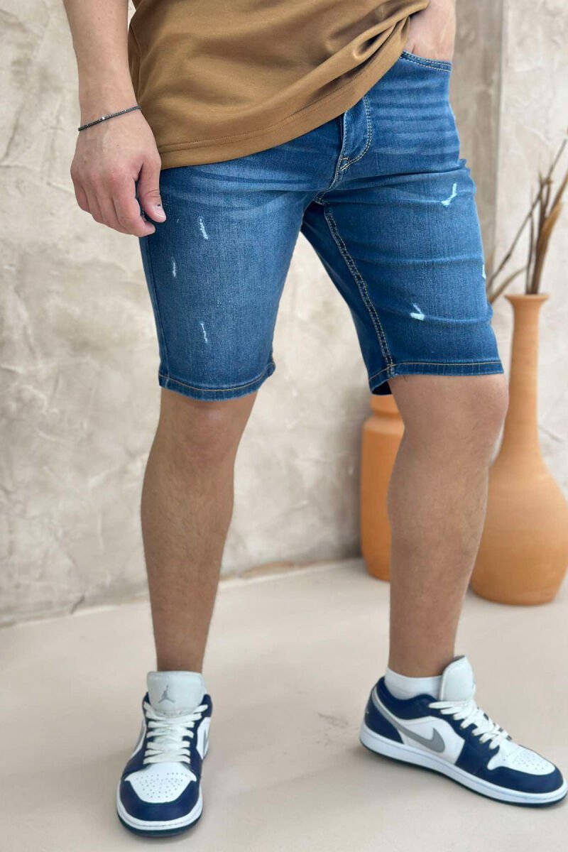 SIMPLE SCRATCHES MEN SHORT PANTS DARK BLUE/BEE - 3