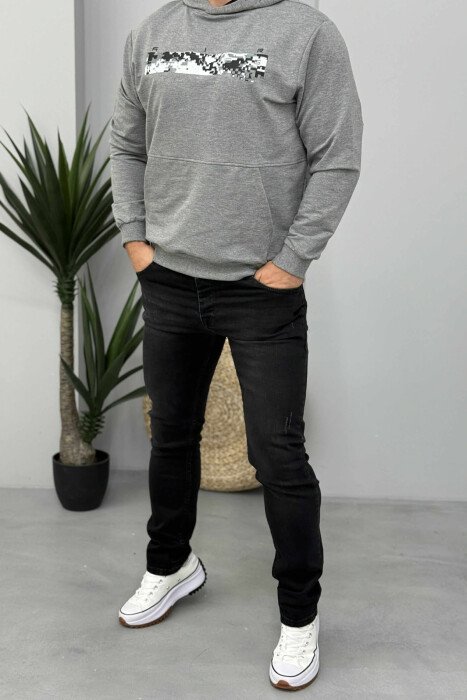 SIMPLE SCRATCHES ONE COLOR MEN JEANS BLACK/ E ZEZE - KLAUDIO FASHION