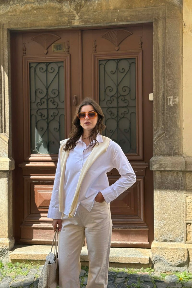SIMPLE SHIRT + SCARF WOMAN SET WHITE-BEIGE/BABZH - 5