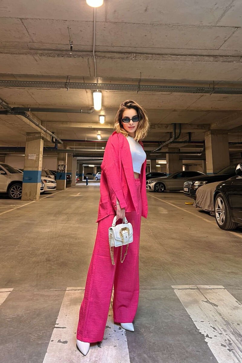 ONE COLOR SIMPLE SHIRT+TROUSERS WOMEN SET FUCHSIA/CIKLAMI - 3