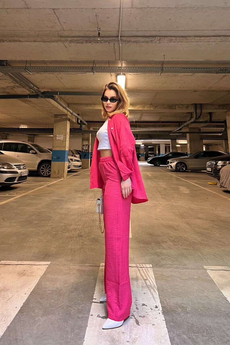 ONE COLOR SIMPLE SHIRT+TROUSERS WOMEN SET FUCHSIA/CIKLAMI - 4