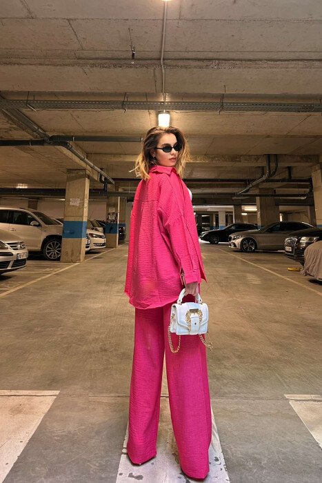 ONE COLOR SIMPLE SHIRT+TROUSERS WOMEN SET FUCHSIA/CIKLAMI - 5