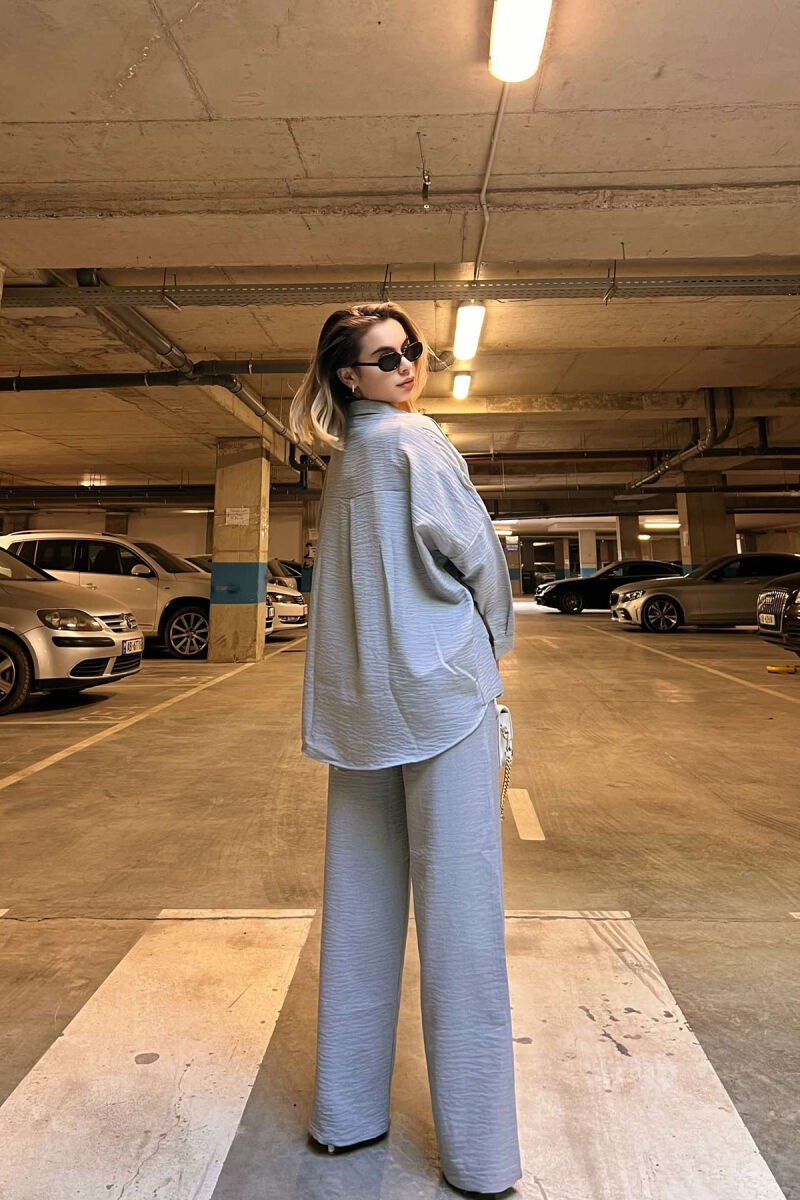 ONE COLOR SIMPLE SHIRT+TROUSERS WOMEN SET LIGHT GREY/GZ - 6
