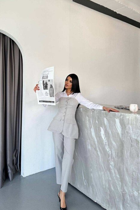 SIMPLE SHIRT+TROUSERS WOMEN SET GREY/GRI - 2