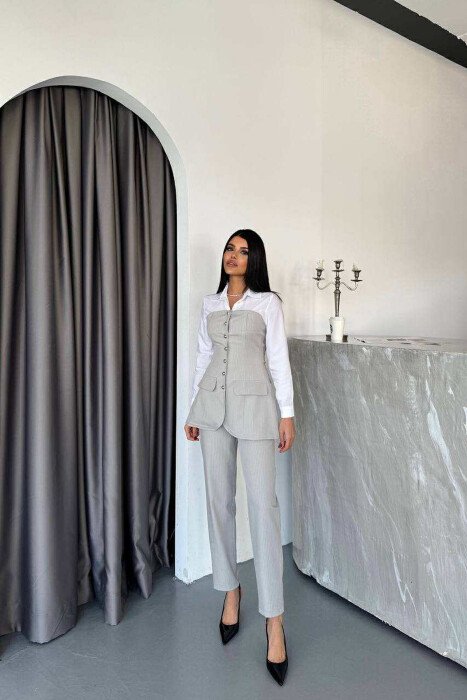 SIMPLE SHIRT+TROUSERS WOMEN SET GREY/GRI - 4