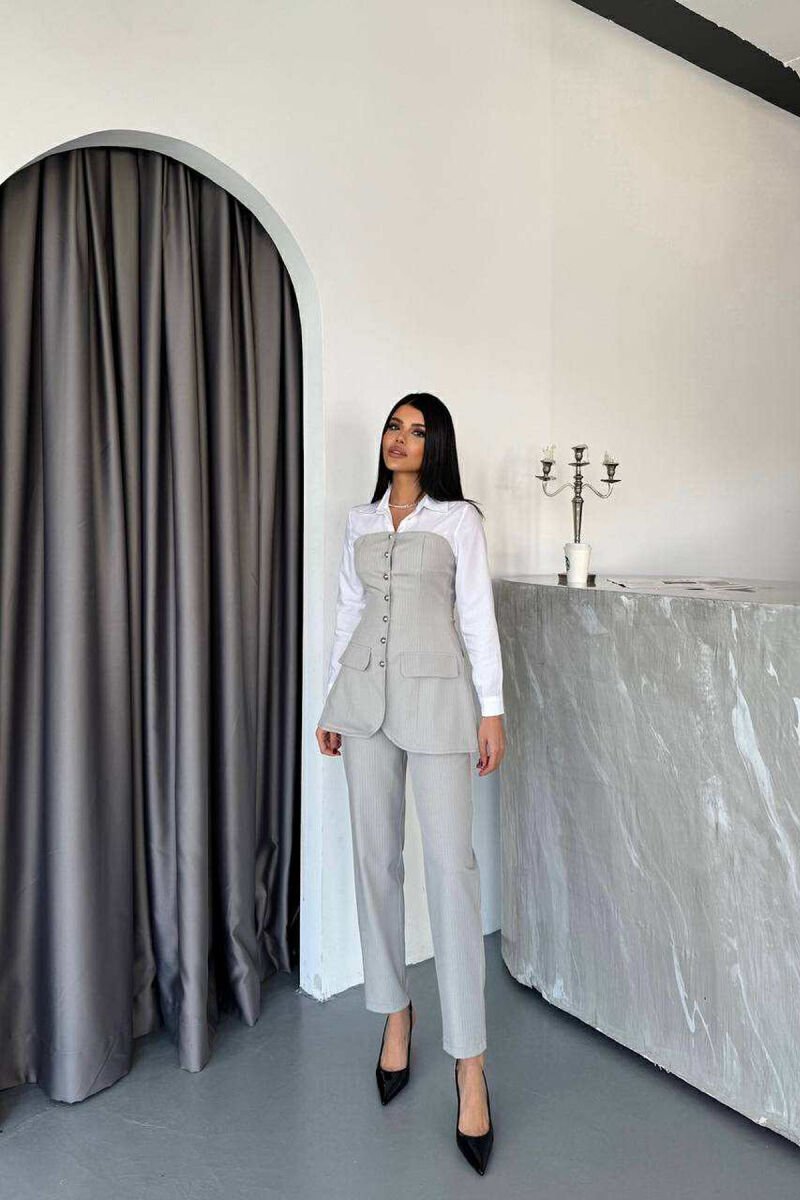 SIMPLE SHIRT+TROUSERS WOMEN SET GREY/GRI - 4