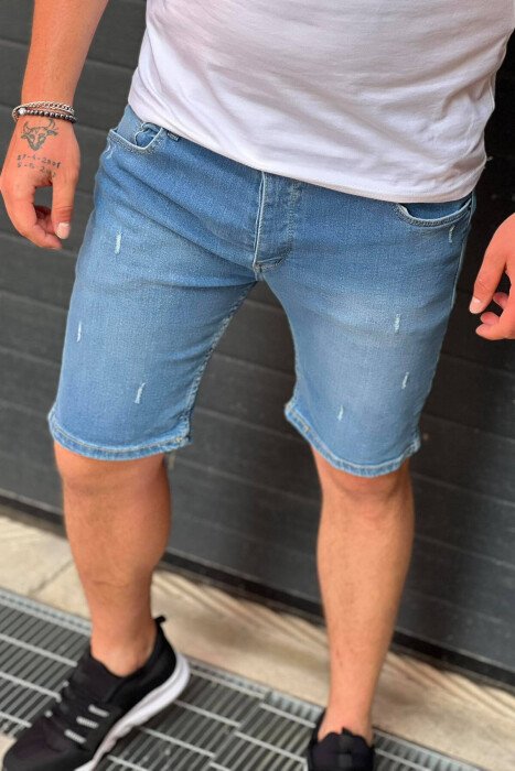 SIMPLE SHORT JEANS LIGHTBLUE/BZ - KLAUDIO FASHION