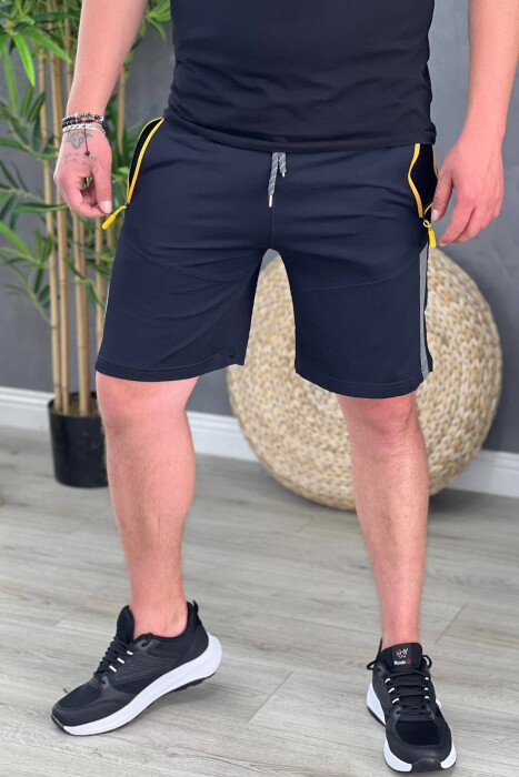 SIMPLE SHORTS WITH ZIPPERS BLUE-YELLOW/BLVE - KLAUDIO FASHION